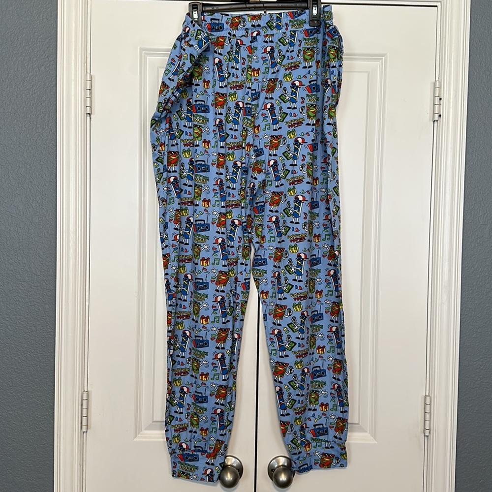 New Men’s blue‎ pajama lounge Christmas Rapping Paper pj pants size XL - Picture 4 of 7